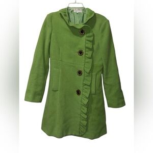 Skirtin Around New Canaan, CT Green Wool Dress Coat 4/XS Sassy Classy